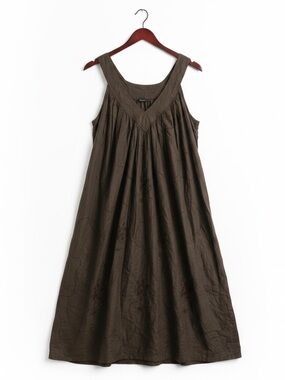 Boho Sleeveless Embroidered Maxi Dress in Dark Brown (One Size Fits Most) New